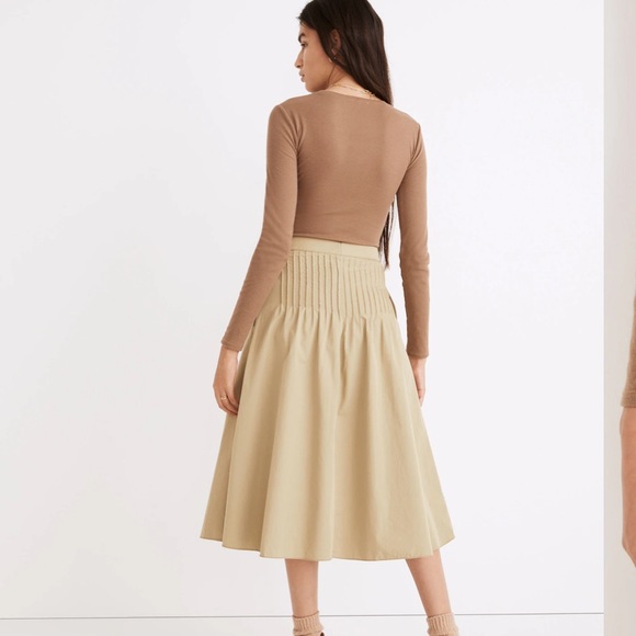 Madewell Muted‎ Olive Button-Front Midi Skirt Sz 10 - Picture 3 of 9
